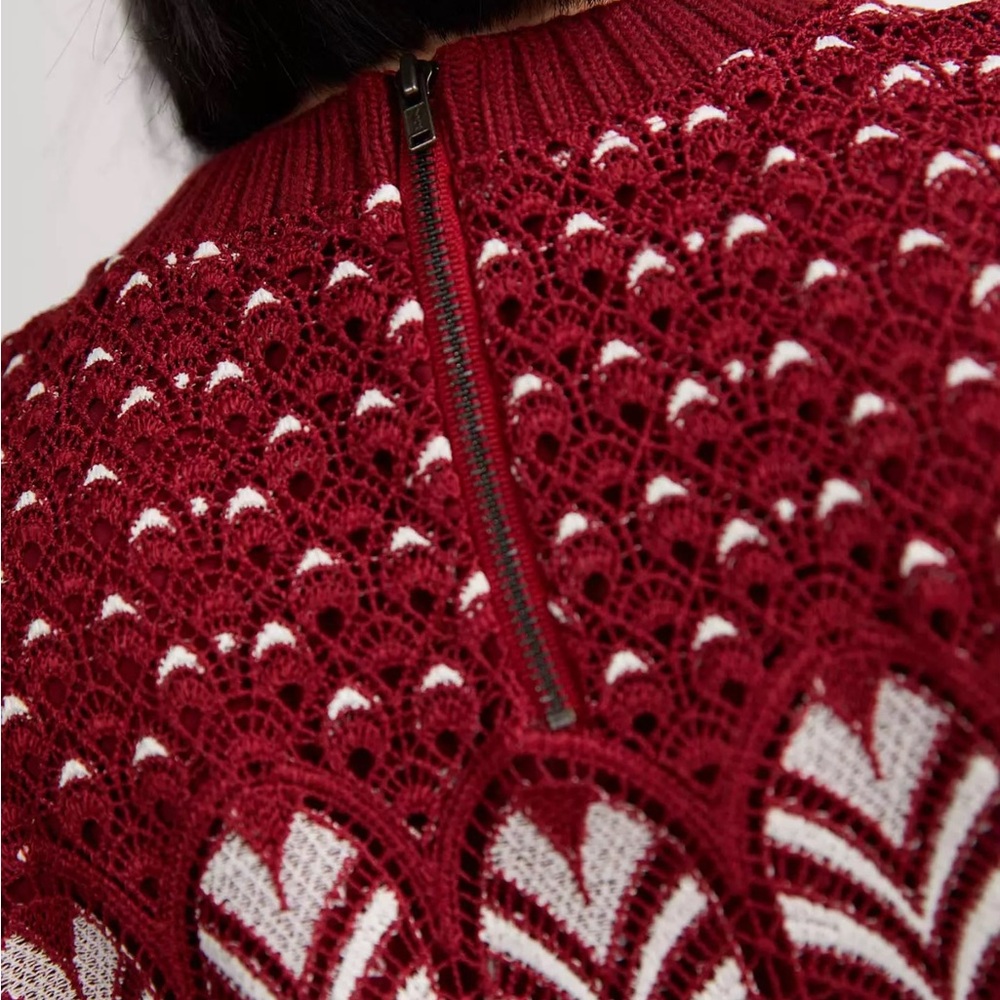 Anthropologie Daniel Rainn Lace Red and White Top XS - Picture 5 of 11